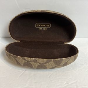 COACH Signature Monogram Brown Hard Clamshell Sunglasses Eye Glasses Case